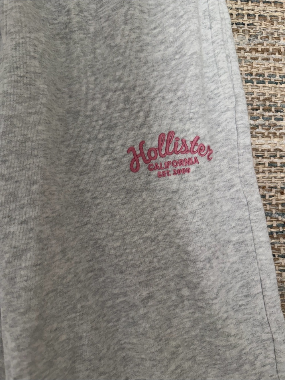 Hollister Light Gray Sweatpants with Pink Logo Accent - Picture 4 of 7